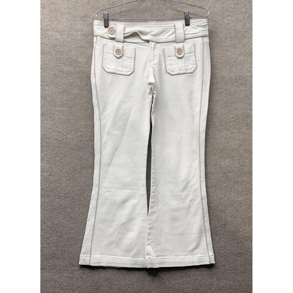Z. Cavaricci White Flare Denim Jeans Y2K Low Rise Contrast Trim Size 8